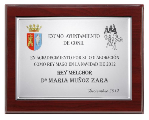PLACA HOMENAJE MADERA ECONOMICA
