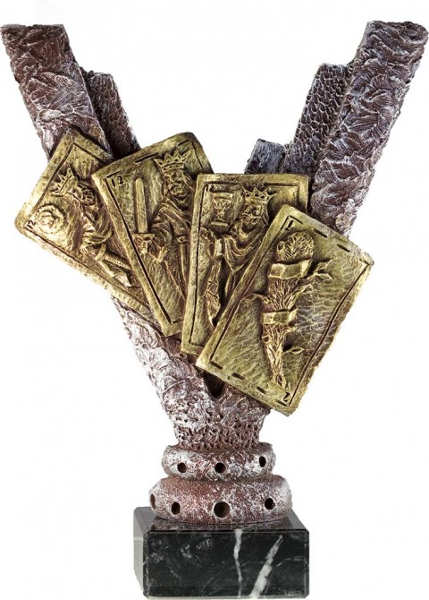 trofeo resina cartas 25 cm.