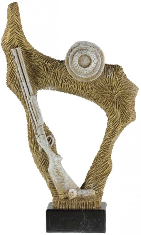 trofeo resina tiro al plato 26 cm.