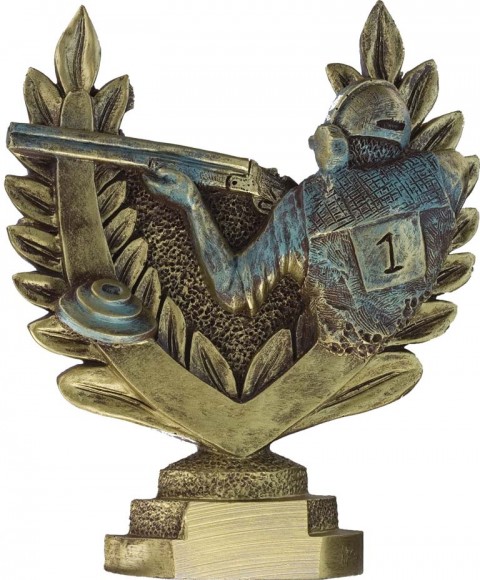 trofeo resina tiro al plato 16 cm.