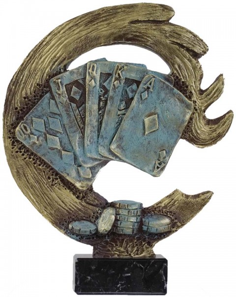 trofeo resina cartas 24 cm.