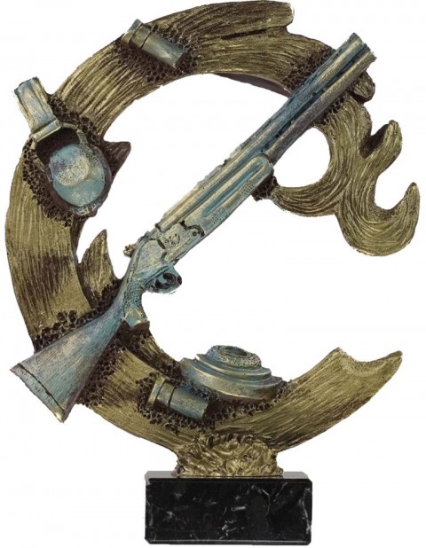 trofeo resina tiro al plato 24 cm.