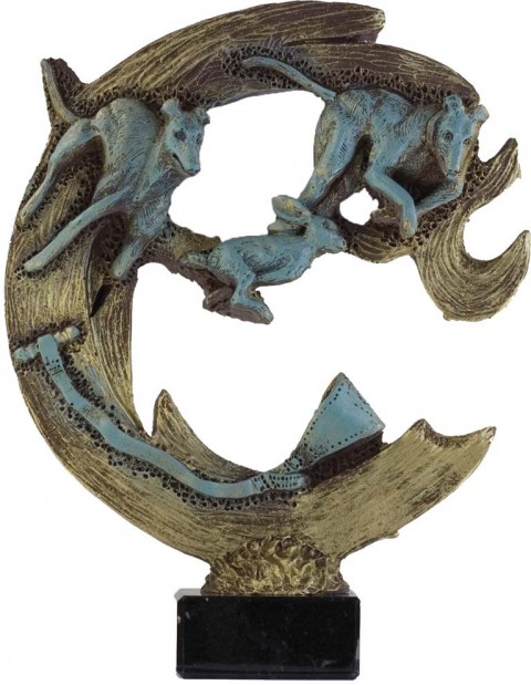 trofeo resina perros galgos caza 24 cm.