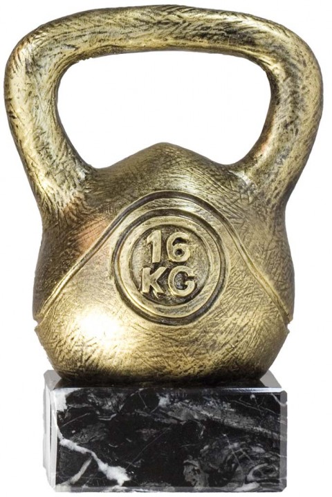 trofeo resina halterofilia 18 cm. acabado color oro