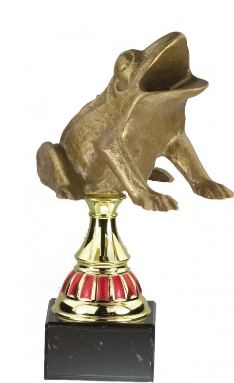 trofeo resina rana 23 cm.