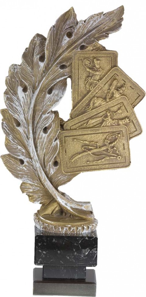 trofeo resina cartas 34 cm.
