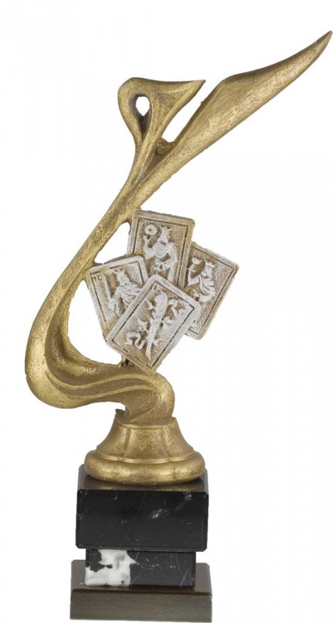 trofeo resina cartas 26 cm.
