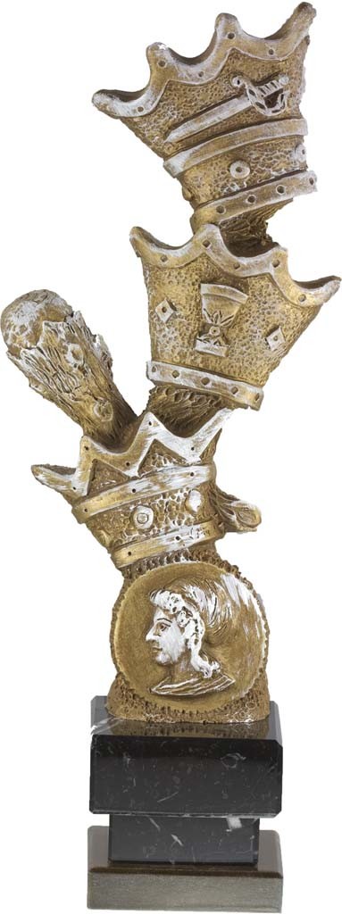 trofeo resina cartas 30 cm.