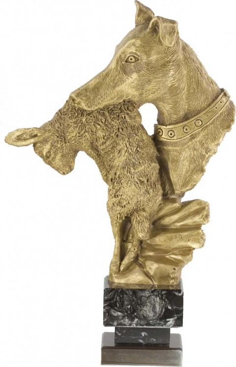 trofeo resina galgo caza 33 cm.