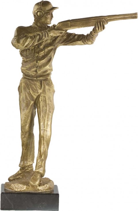 trofeo resina tiro al plato 47 cm.