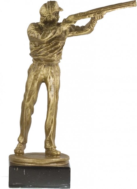 trofeo resina tiro al plato 35 cm.