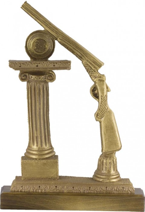 trofeo resina tiro al plato 36 cm.