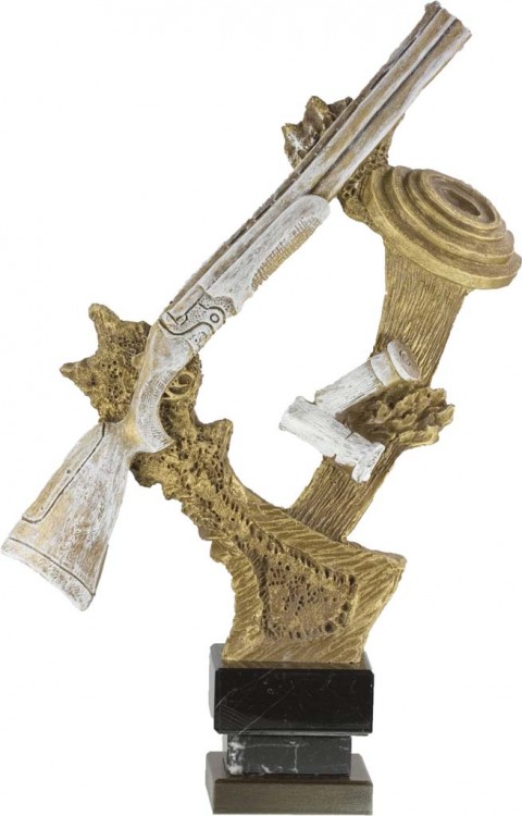 trofeo resina tiro al plato 33 cm.