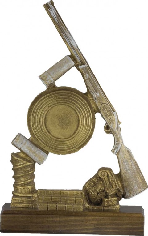 trofeo resina tiro al plato 32 cm.