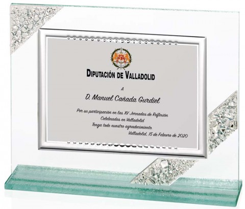 (125) placa homenaje soporte de cristal 