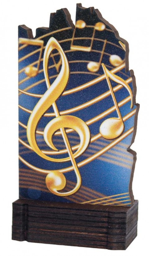 (240)trofeo madera musica 13 cm