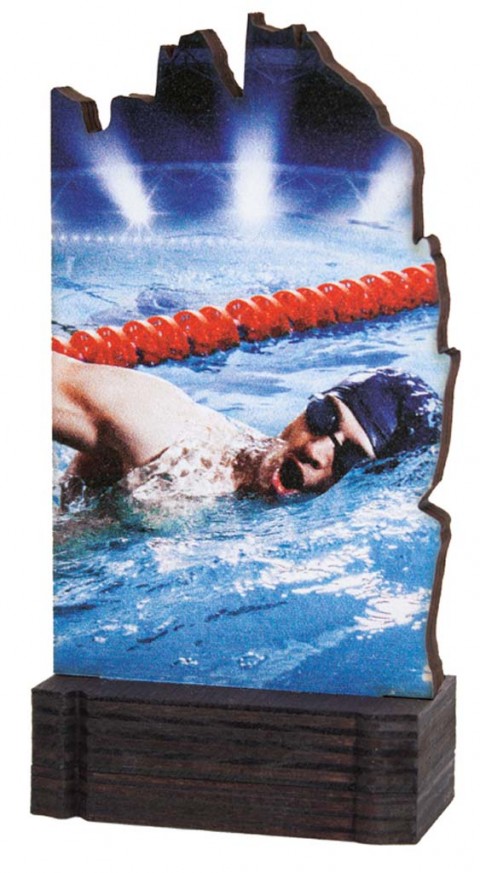 (240)trofeo madera natacion 13 cm