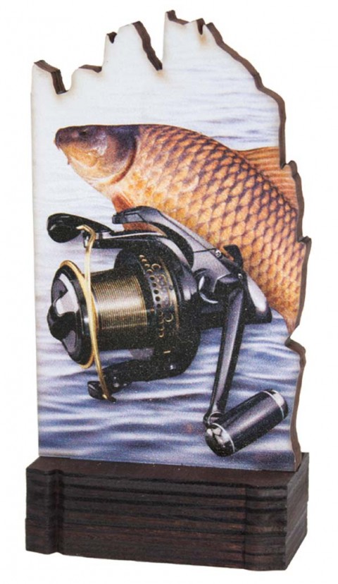 (240)trofeo madera pesca 13 cm