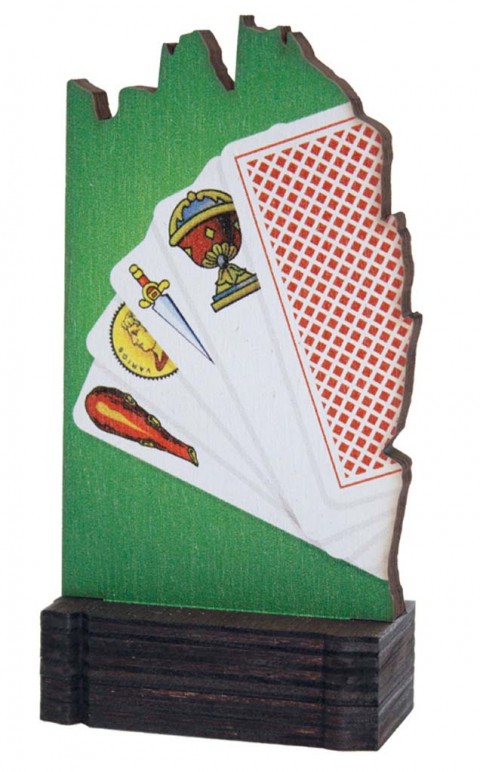 (240)trofeo madera cartas 13 cm