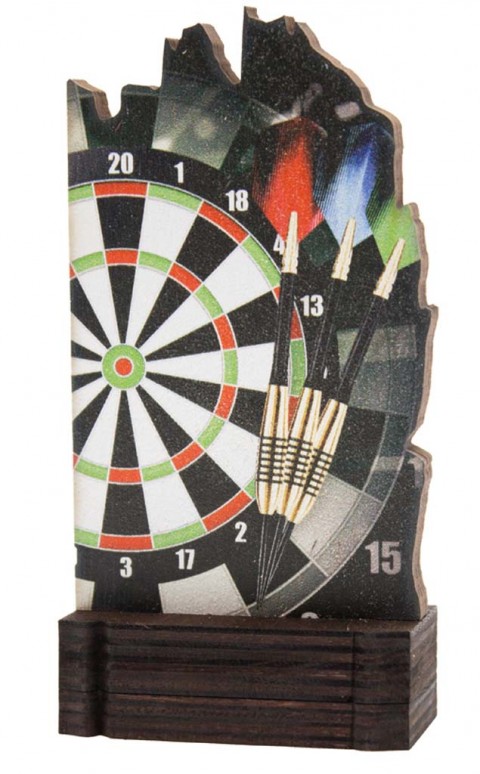 (241)trofeo madera dardos 13 cm