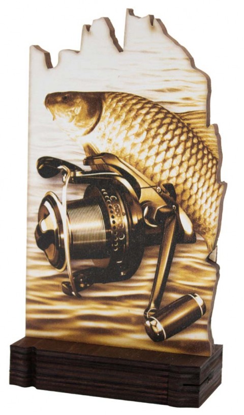 (242)trofeo madera pesca 19 cm