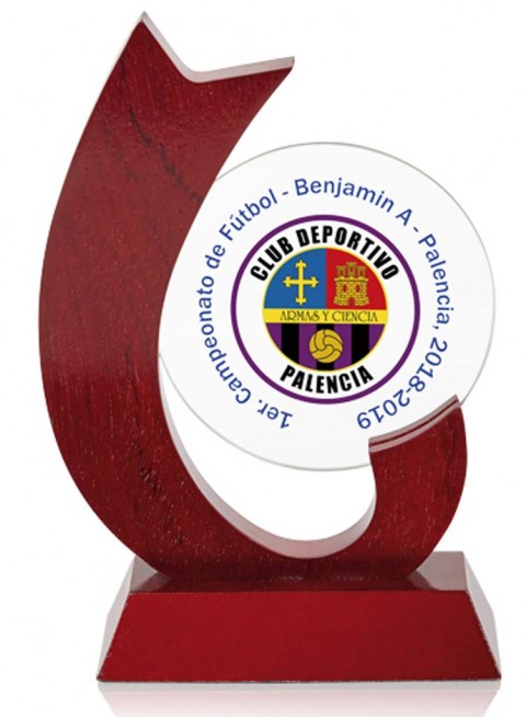 (134)trofeo madera + cristal 16 cm
