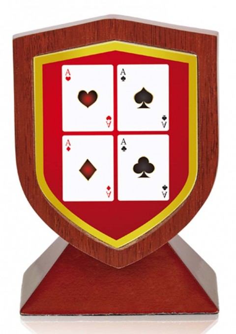(243)trofeo madera cartas 13 cm