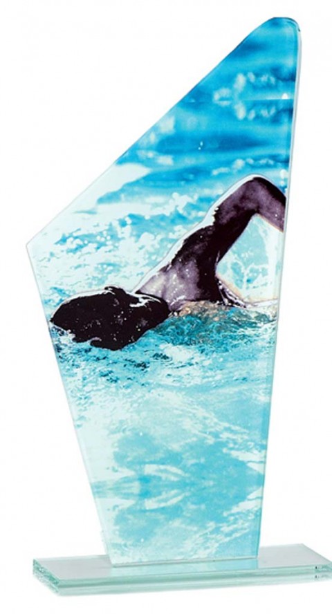 (202)trofeo cristal natacion masculina 22 cm