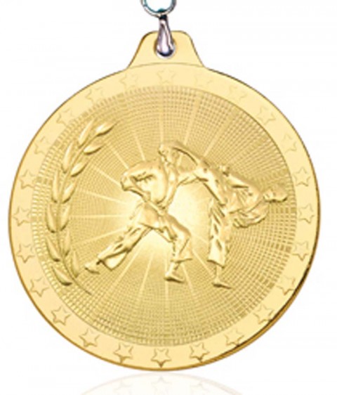 (19)medalla karate  5 cm  oro