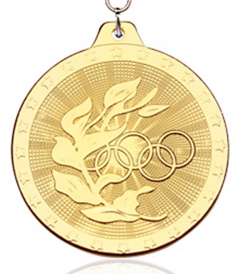 (19)medalla aros  5 cm oro
