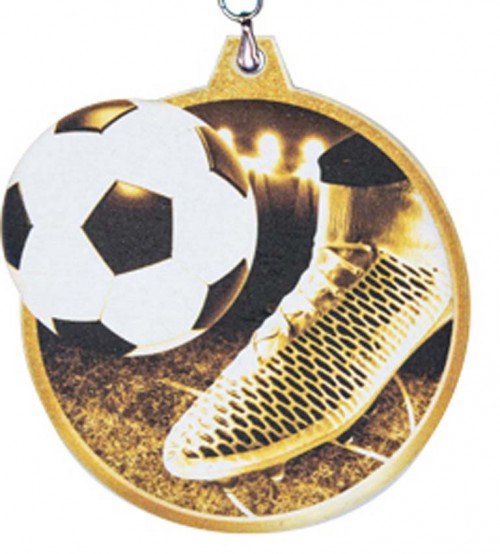 (12)KIT MEDALLA MADERA FUTBOL + CINTA 10 mm 7 cm