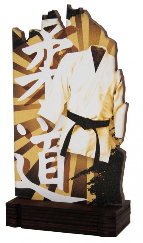 (246) trofeo madera artes marciales 19 cm 