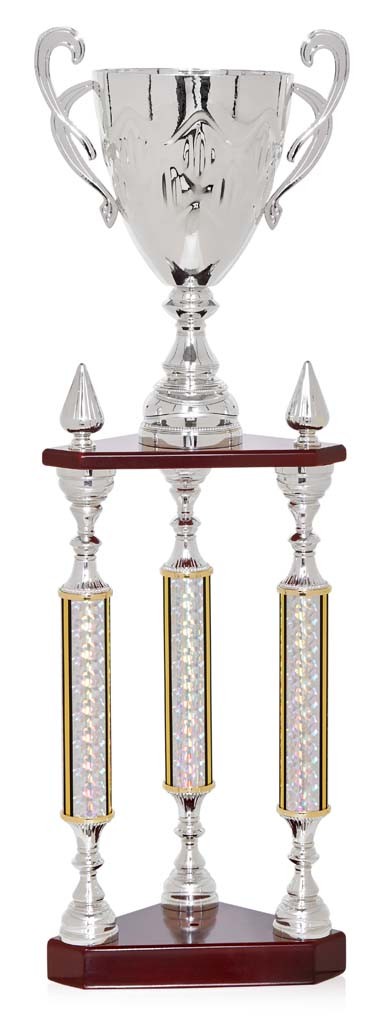 (114)  trofeos 3 columnas plata 