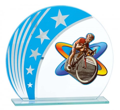 (216)  trofeo cristal  con aplique 