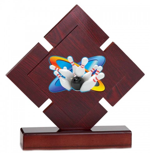 (217)  trofeo madera con aplique 