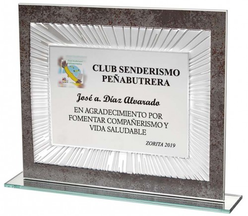 (127) PLACA HOMENAJE SOPORTE DE CRISTAL 