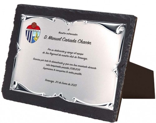 (130) PLACA DE HOMENAJE SOPORTE DE PIZARRA 