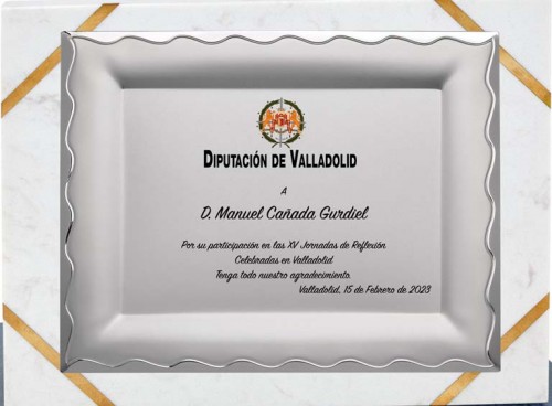 (132) PLACA DE HOMENAJE CALIDAD SOPORTE DE MARMOL 