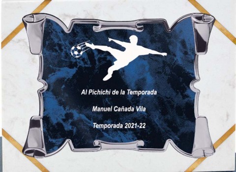 (134) placa de homenaje soporte de marmol 
