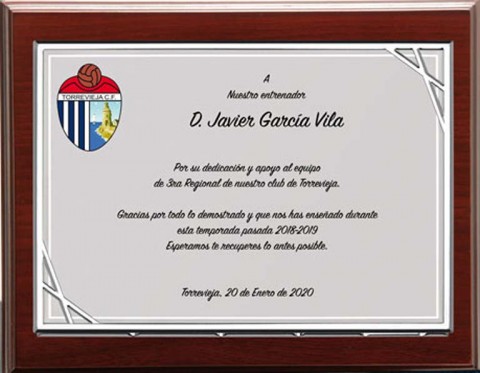 (137) placa de homenaje madera economica
