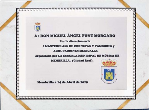 (138) placa de homenaje soporte de marmol 