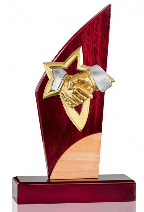 (211)  trofeo madera  con aplique