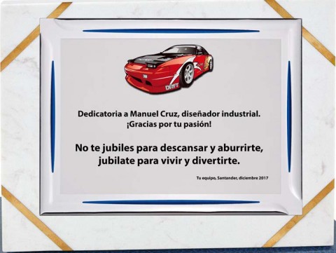 (140) placa de homenaje soporte de marmol 