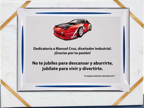 (140) PLACA DE HOMENAJE SOPORTE DE MARMOL 
