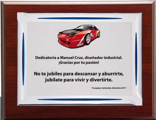 (140) PLACA DE HOMENAJE MADERA PREMIUM 