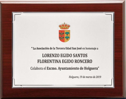 (140) placa de homenaje madera economica 