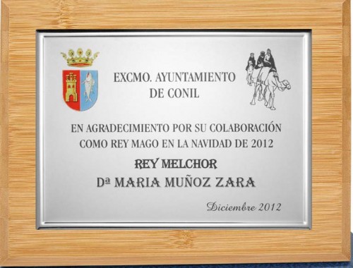 (141) PLACA DE HOMENAJE MADERA BAMBU 