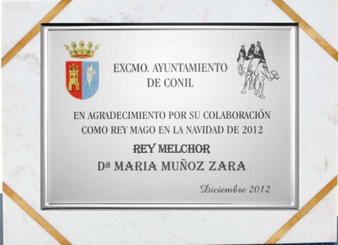 (141) placa de homenaje soporte de marmol 