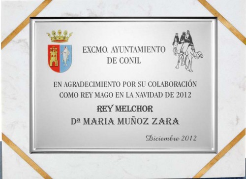 (141) PLACA DE HOMENAJE SOPORTE DE MARMOL 