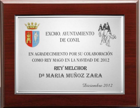(141) placa de homenaje madera economica 